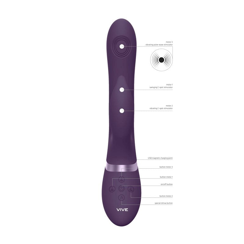 Shots Toys Vives Customizable Pleasure Rabbit AIMI Triple Motor Vibrator - - Rabbit Vibrators
