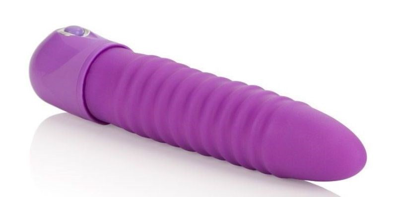 California Exotics Waterproof Power Stud Ribbed Purple Ribbed Vibrator - - Realistic Dildos