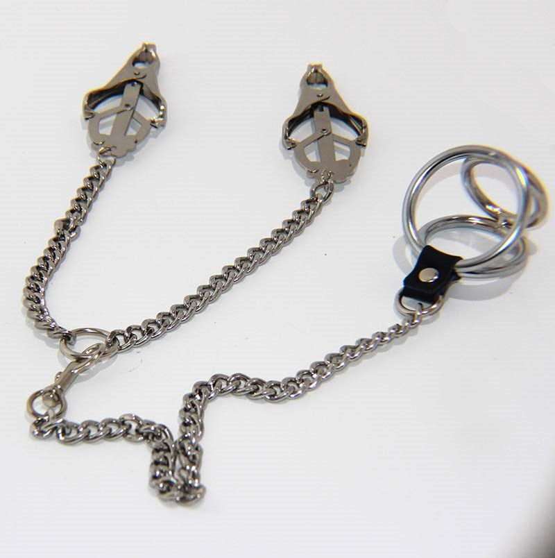BDStyle Welled Up Clover Clamps & Cock Ring Steel Ring & Nipple Clamps - - Breast and Nipple Toys