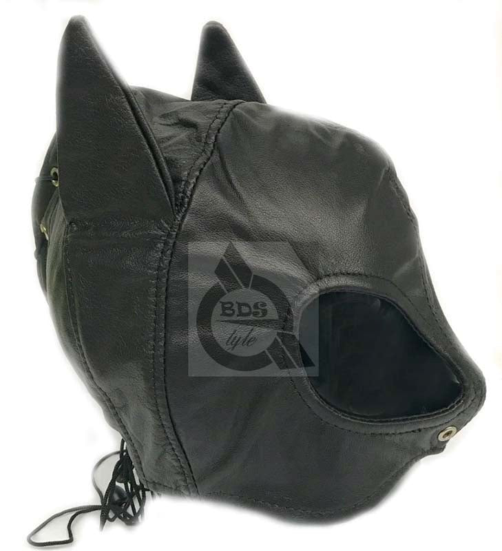 Wicked Wench Leather Feline Hood The CBT Store - - Bondage Hoods