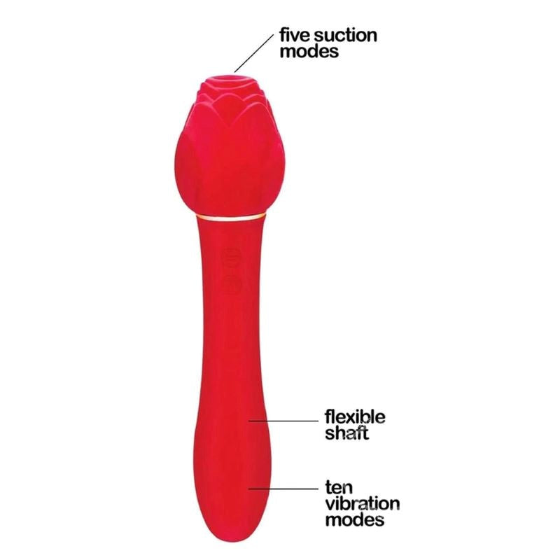 Icon Brands Dual Ended Delight Wild Rose Vibrator with Air Pulse - - G-Spot Vibrators