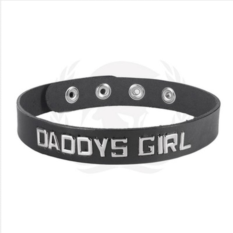 Spartacus Enterprises Wordband Collar DADDYS GIRL Oil Tanned Leather BDSM - - Collars and Leads