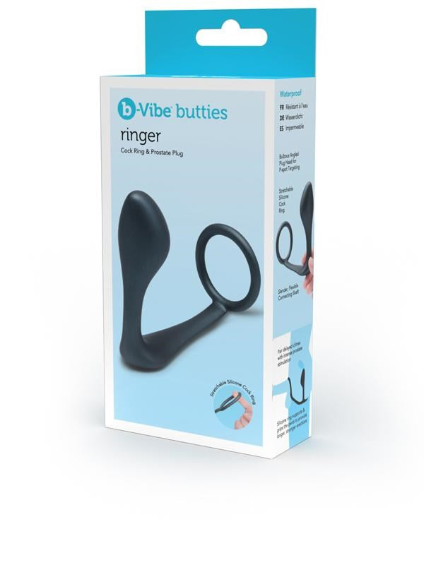 B Vibe Dual Pleasure Powerhouse Cock Ring and Prostate Plug Set Dual Stimulation - - Butt Plugs