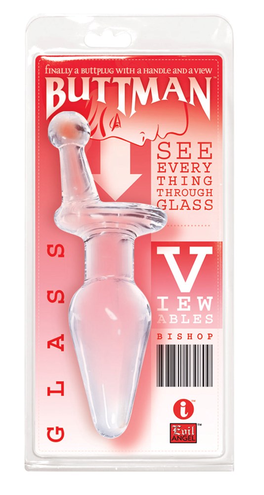 Icon Brands Buttmans Viewable Glass Butt Plug Bishop Crystal Clear Design - - Glass Sex Toys