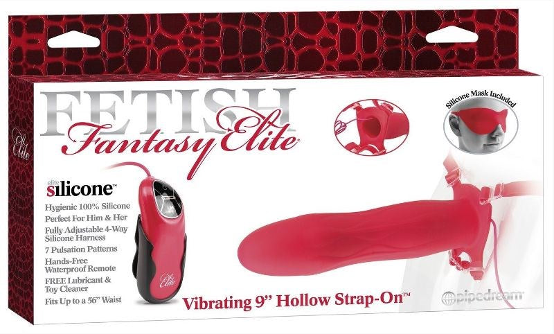 Pipedream Products Fetish Fantasy Elite 9 inch Vibrating Hollow Strap On Dildo - - Strap On Sextoys