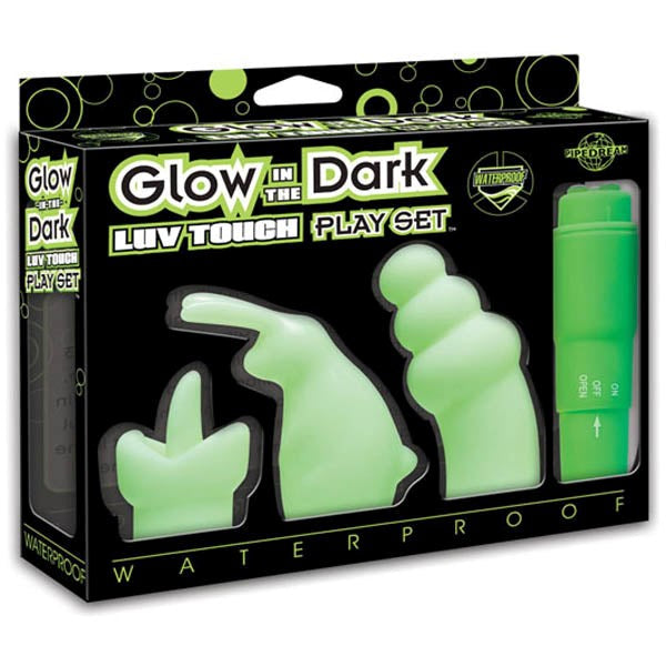 Pipedream Glow In The Dark Luv Touch Play Sex Toy Set with 3 Attachments - - Sex Kits