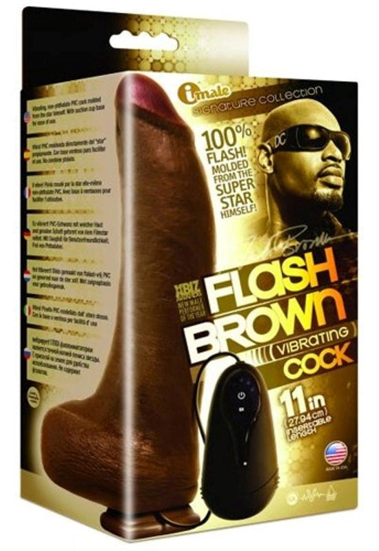 Icon Brands Icon Male Flash Brown 11 inch Vibrating Cock with Powerful Motors - - Realistic Dildos