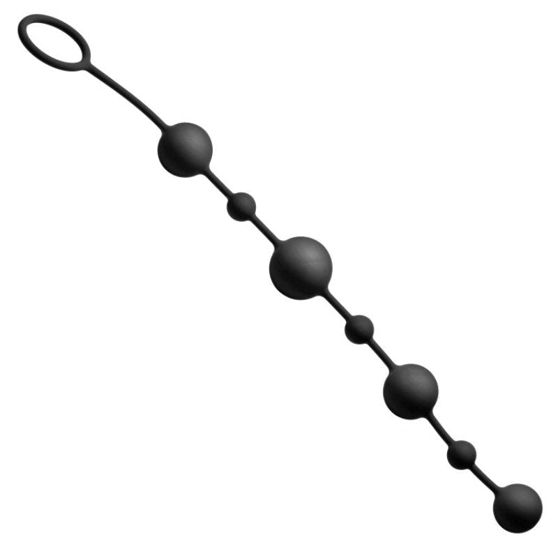 XR Brands Linger Graduated Silicone Anal Beads 14 Inch Medical Grade - - Anal Beads and Balls