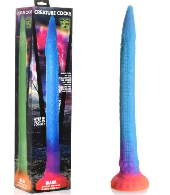 XR Brands Makara Silicone Fantasy Dildo 40cm UV Reactive Fantasy Sex Toy - - Non-Realistic Dildos