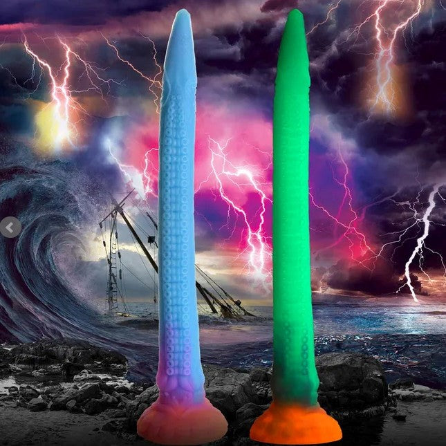 XR Brands Makara Silicone Fantasy Dildo 40cm UV Reactive Fantasy Sex Toy - - Non-Realistic Dildos