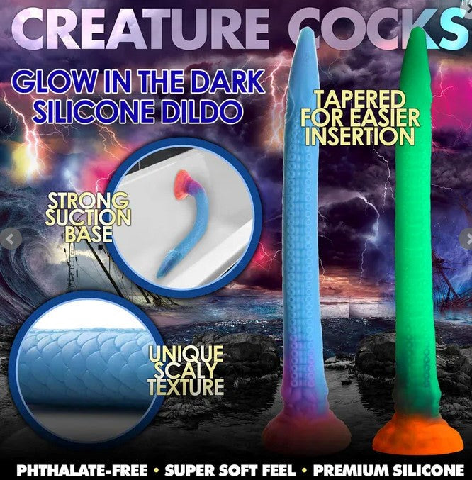 XR Brands Makara Silicone Fantasy Dildo 40cm UV Reactive Fantasy Sex Toy - - Non-Realistic Dildos