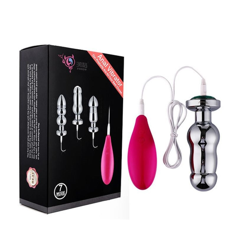 BDStyle Metal Vibration Anal Plug Kit 7 Pattern Remote Control Vibrator - - Sex Kits