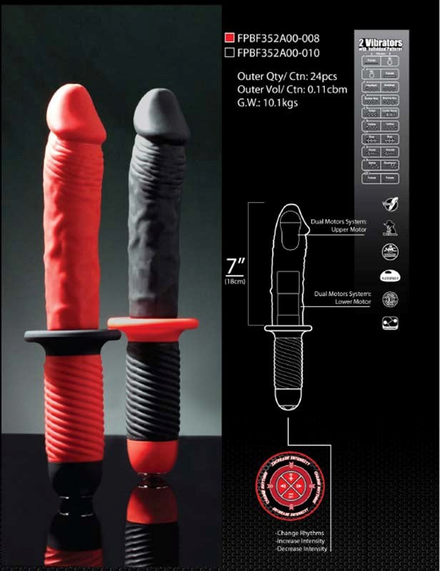 NANMA Corporation Mr. E and Mr. Z 7 Inch Silicone 10 Speed Vibrator Red - - Realistic Dildos