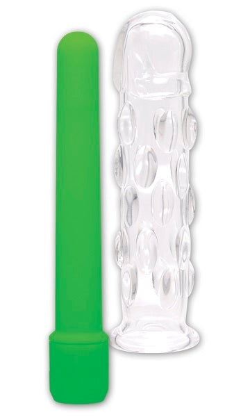 Pipedream Neon Glass Caress Multi Functions G Spot Vibrator Glass and Vibration - - Glass Sex Toys