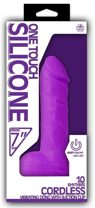 NANMA Corporation One Touch Silicone 7 Vibrator Purple with 10 Vibration Modes - - Realistic Dildos