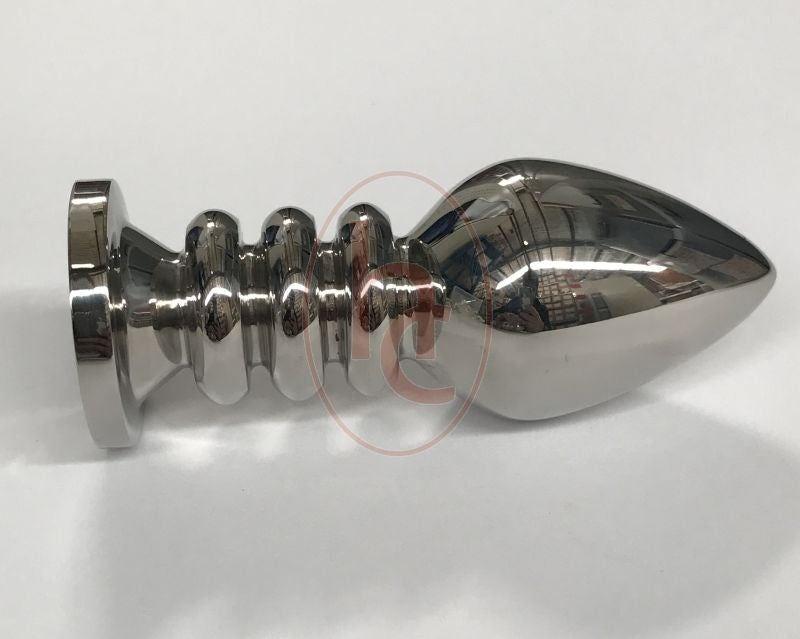 Hells Couture Ribbler Metal Jeweled Anal Plug Large Rose Quartz Steel Design - - Steel Sex Toys