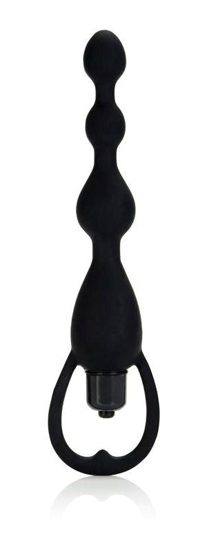 California Exotics Silicone Vibrating Pleasure Anal Beads Black USB Rechargeable - - Anal Beads and Balls