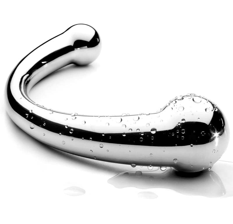 Hells Couture The Chrome Crescent Double Ended Dildo Steel Sex Toy - - Double Ender