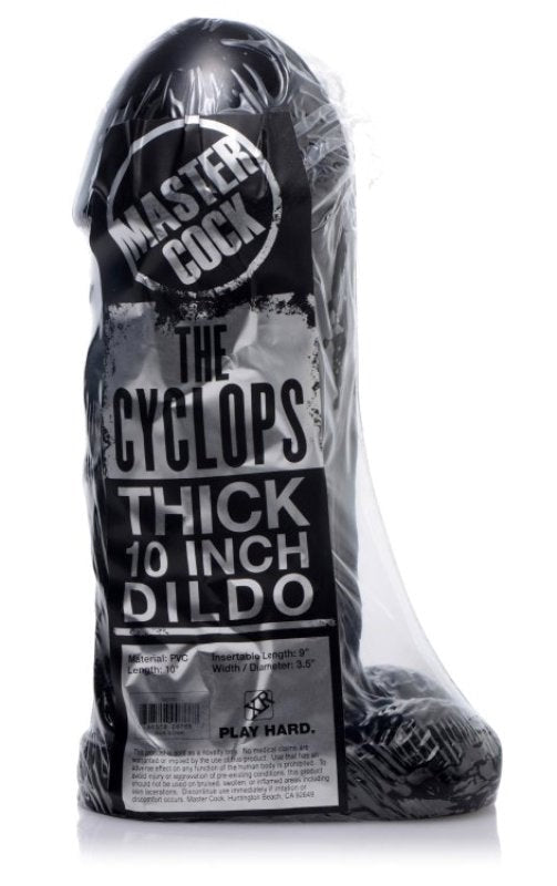 XR Brands The Cyclops Thick 10 Inch Dildo Black Large Realistic Dildo - - Realistic Dildos