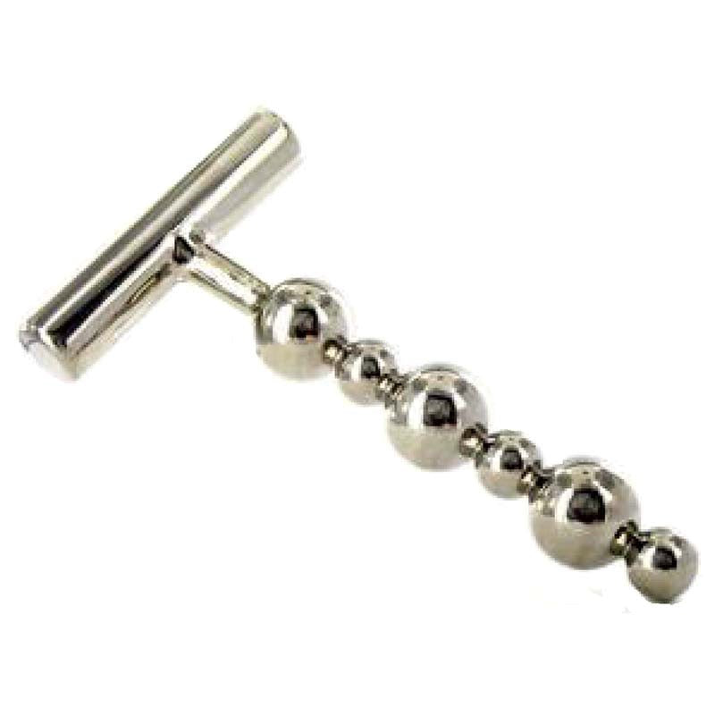 Hells Couture Thruster Anal Probe in Steel Six Graduated Spheres - - Steel Sex Toys