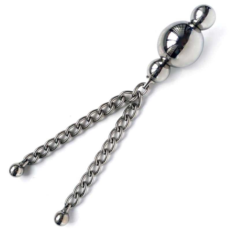 Hells Couture Triple Kegel Ball With Twin Chains Stainless Steel - - Steel Sex Toys