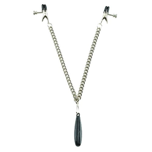 Spartacus Enterprises Weighted Adjustable Broad Tip Clamps with Link Chain - - Breast and Nipple Toys
