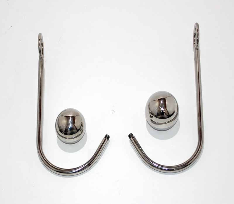 Hells Couture Well Hung Steel Anal Hook with Shibari Ring - - Anal Beads and Balls