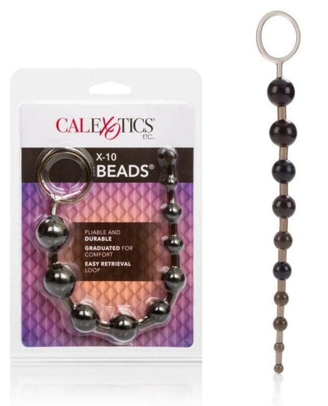 California Exotics X 10 Beads Black Graduated Anal Beads - - Anal Beads and Balls
