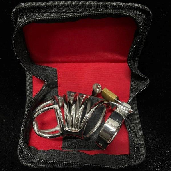 4-Ring Locking Chastity Cage With Screws And Lock - - Male Chastity