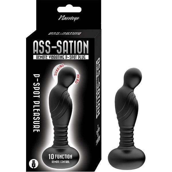ASS-SATION Remote Vibrating P-Spot Plug Textured Shaft - - Prostate Sex Toys