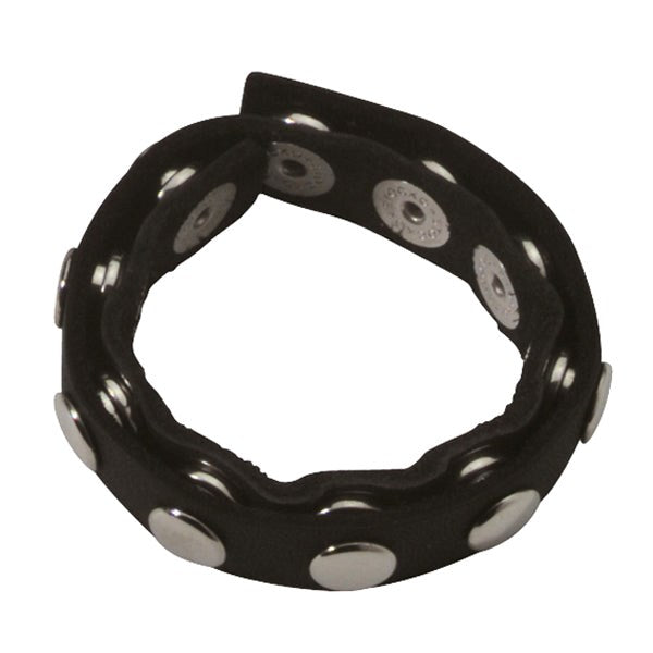 Black Leather Adjustable Penis Ring Adjustable 10 Snap - - Cock Rings