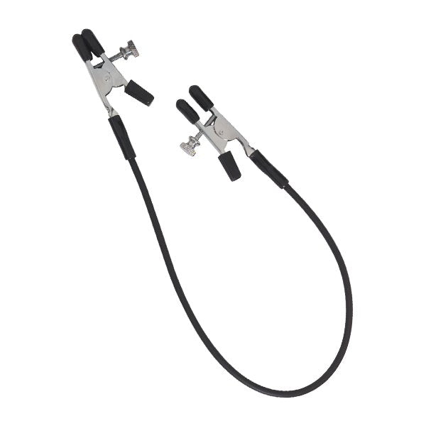Blackline Alligator Tit Clamps With Rubber Tether - - Nipple and Clit Clamps