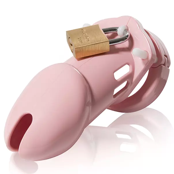 CB 6000 Pink Polycarbonate Male Chastity Cock Cage Kit - - Male Chastity