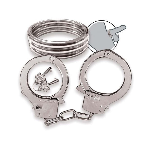 DOMINANT SUBMISSIVE Cock Ring and Handcuffs - - Sex Kits