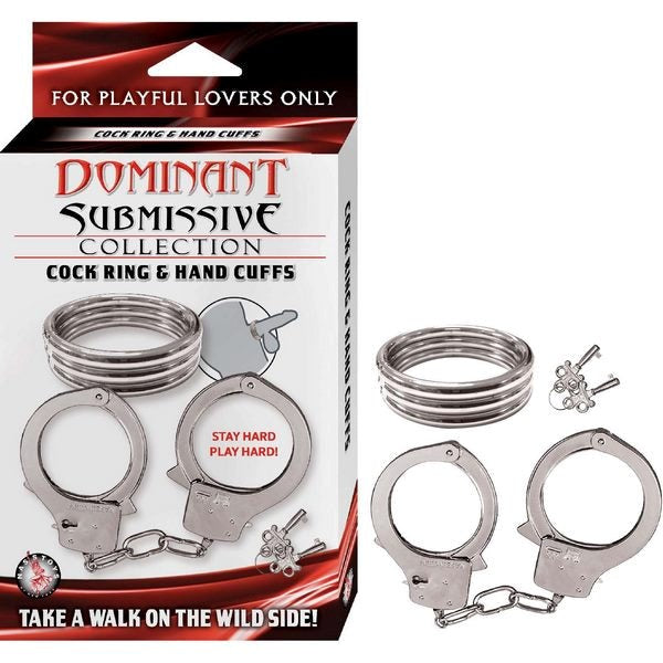 DOMINANT SUBMISSIVE Cock Ring and Handcuffs - - Sex Kits
