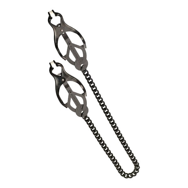 Endurance Butterfly Nipple Clamps With Black Link Chain - - Nipple and Clit Clamps