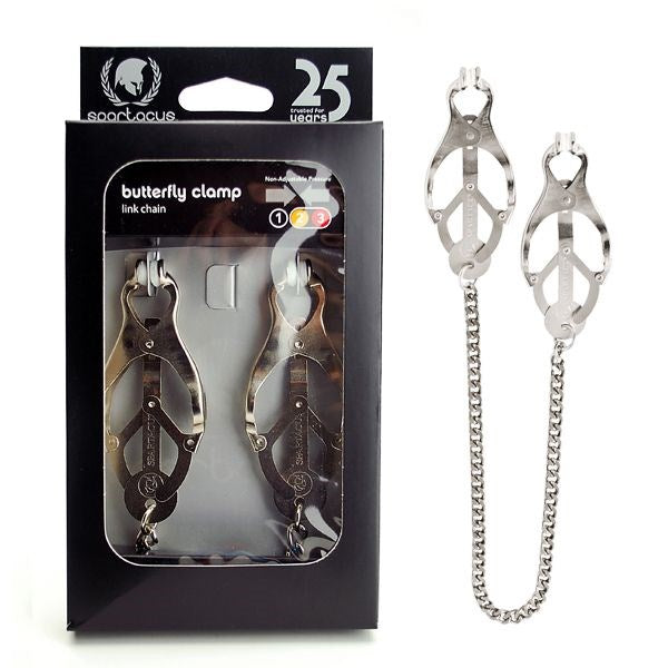 Endurance Butterfly Nipple Clamps With Jewel Chain - - Nipple and Clit Clamps