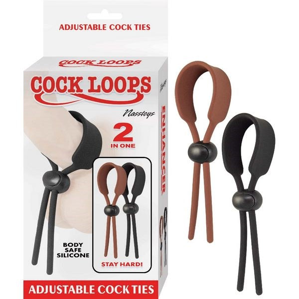 ENHANCER Cock Loops 2 Pack Adjustable Toybox Must-Haves - - Stretchy Cock Rings