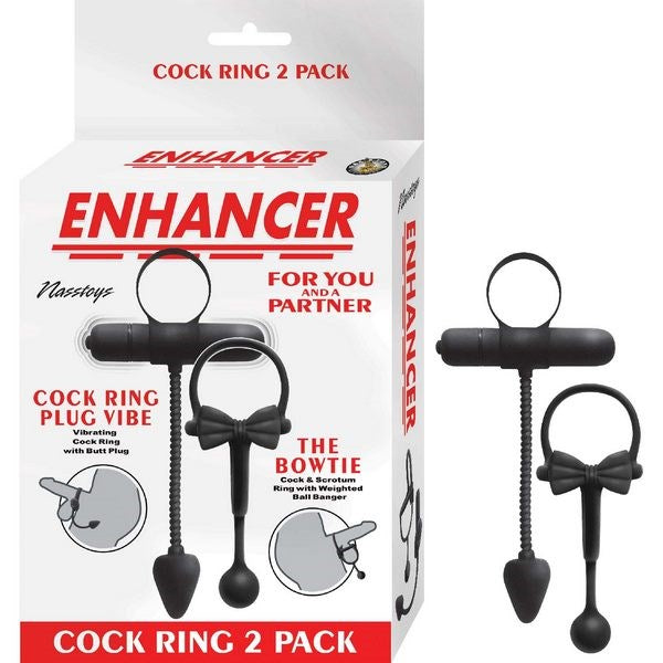 ENHANCER Cockring 2 Pack With Stretchy Butt Plug - - Sex Kits