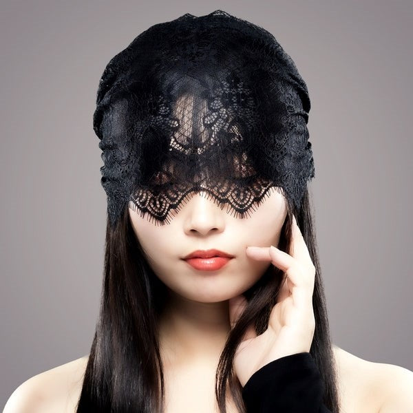 EXECUTE Sophisticated Lacy Black Blindfold - - Masks And Blindfolds