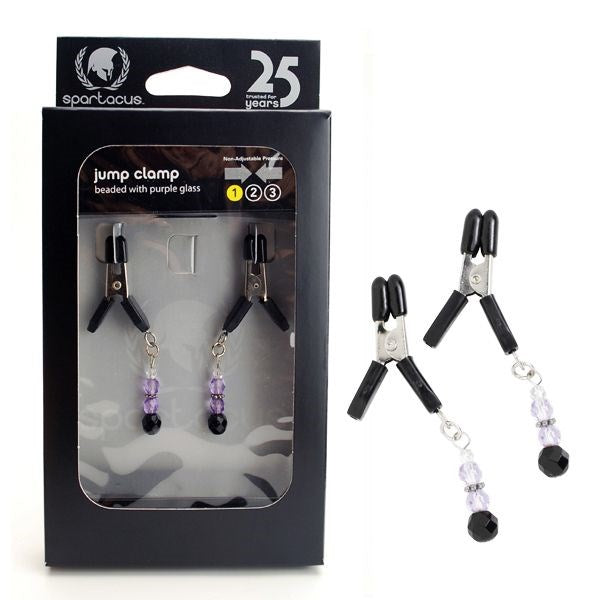 Jump Nipple Clamps with Glass Beads Max Stamina Support - - Nipple and Clit Clamps