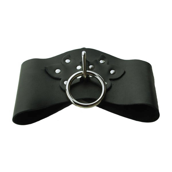 Leather Bondage Posture Collar with O-ring - - Collars and Leads