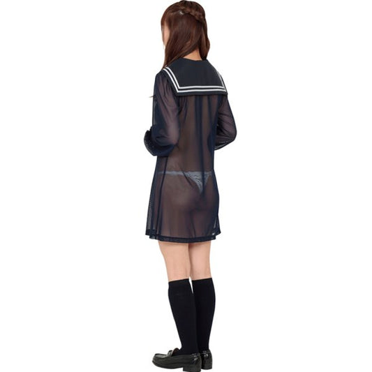 One Piece See-through Sailor Dress Navy - - Fancy Dress Ups