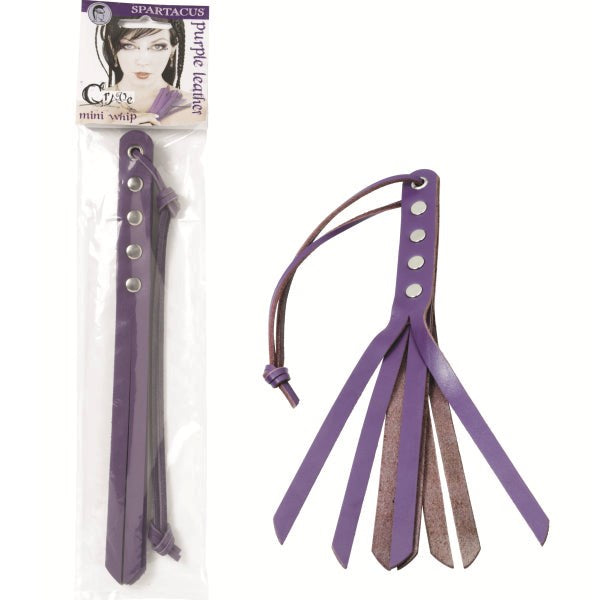 Sultry Seduction - Purple Oil Tan Leather Mini Whip Swatter - - Whips And Crops