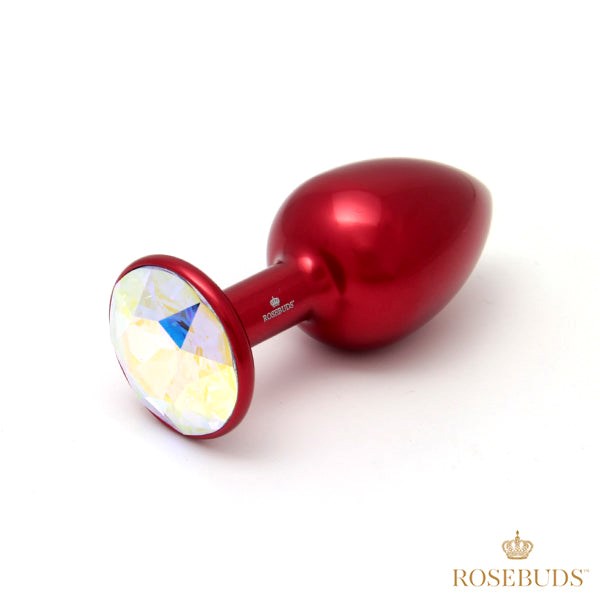 Rosebuds Red Aluminium Butt Plug With Gem Medium - - Butt Plugs