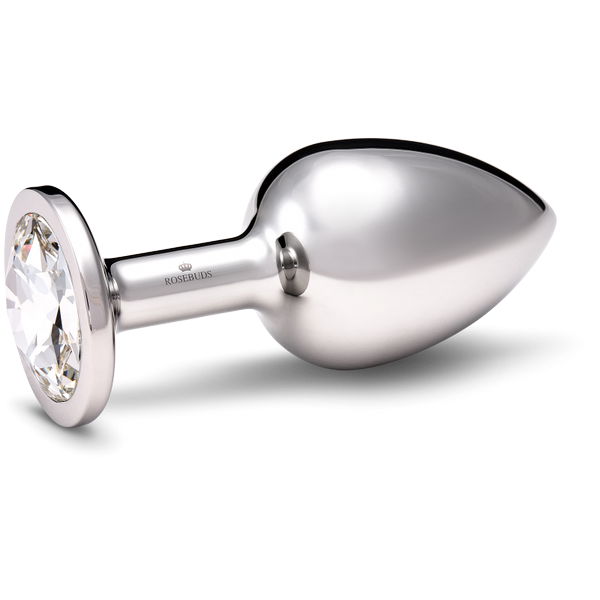 Rosebuds Stainless Steel Anal Pluge With Gem Large - - Butt Plugs