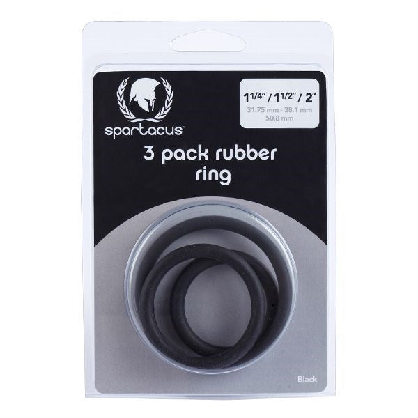 Rubber 3 Piece Cock Ring Set Black For ED Treatment - - Stretchy Cock Rings
