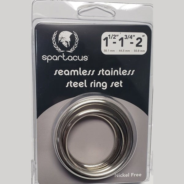 Seamless Stainless Steel 3 Piece Penis Ring Set - - Steel Cock Rings