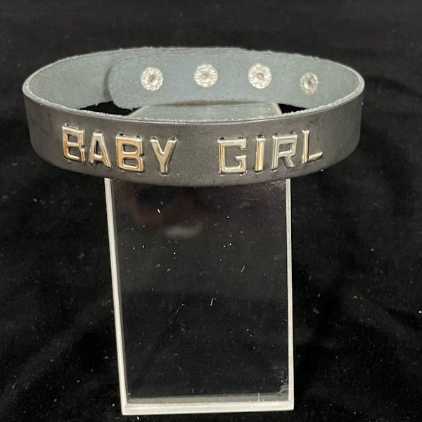 Spartacus Leather Wordband Collar - Adjustable for Baby Girls - - Collars and Leads