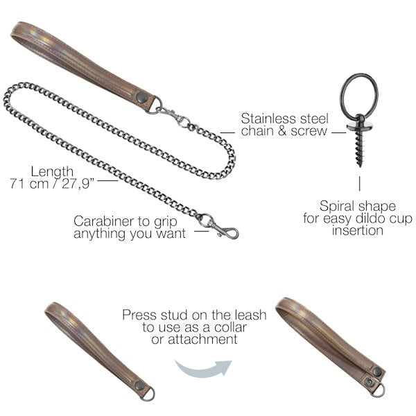 Strap-On-Me Bondage Collar, Leash, and Dildo Ring Set - - Collars and Leads